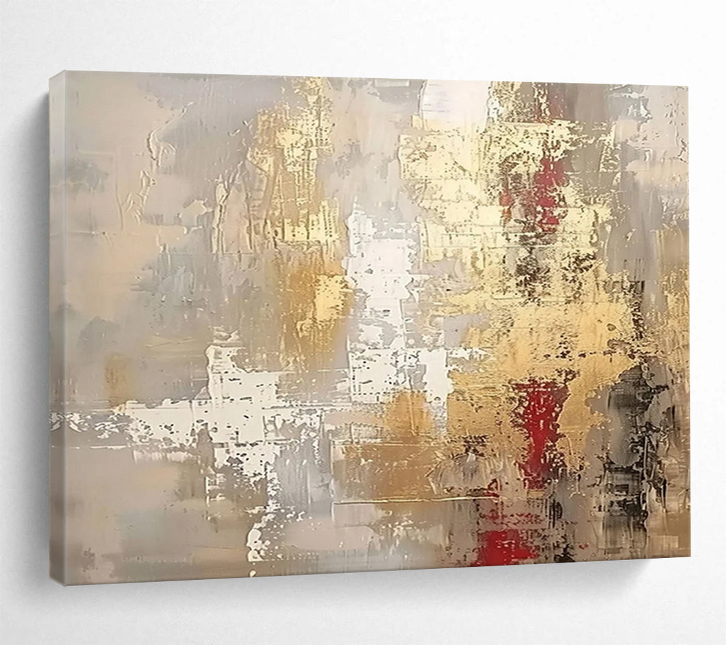 Elegant Gray and Gold Abstract Textures Abstract acrylic painting DLZ045
