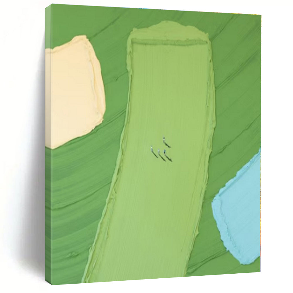 Green & Color - Blocked Abstract Painting, Ideal for Modern Playroom & Art - Filled Balcony LargeART1354