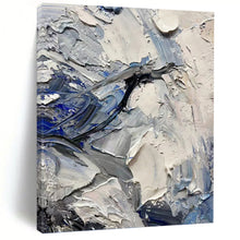 Load image into Gallery viewer, “Textured Blue and Grey Abstract Waves” - Blue, Grey, White Abstract Art on Canvas DKH1257
