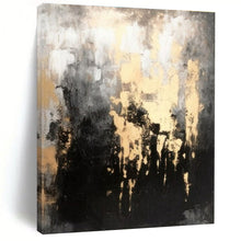 Load image into Gallery viewer, Black, Gray, and Gold Abstract Drip Acrylic Art - Ideal for Luxe Home Office &amp; Sophisticated Lounge LargeART0622
