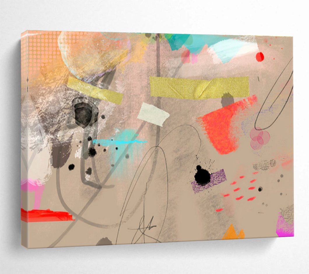 Eclectic Collage - Style Abstract Painting for Bohemian Home & Art Gallery Pop - up DKH204