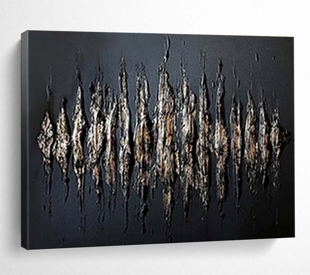 Textured Metallic Black Abstract Art for Edgy Home Office & Nightclub Lounge DKH097