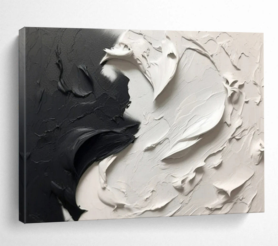 Hand - painted Black and White Textured Painting Acrylic Art for Sophisticated Home Offices LargeART1729