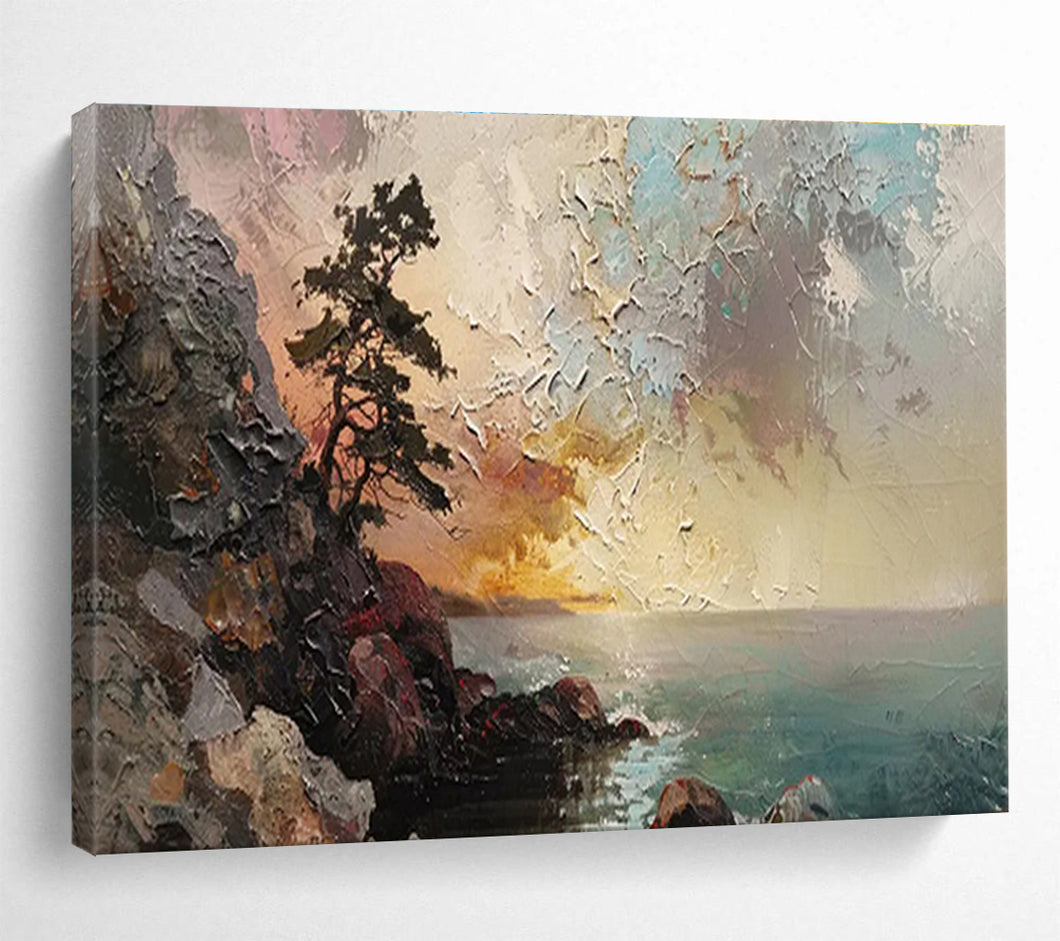 Textured Seaside Cliff Abstract Painting DKH463