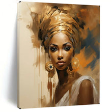 Load image into Gallery viewer, Abstract Painting Gold Turban Woman Art for Bedroom &amp; Salon Decor LargeART2159
