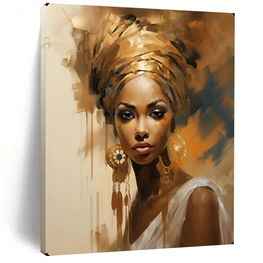 Abstract Painting Gold Turban Woman Art for Bedroom & Salon Decor LargeART2159