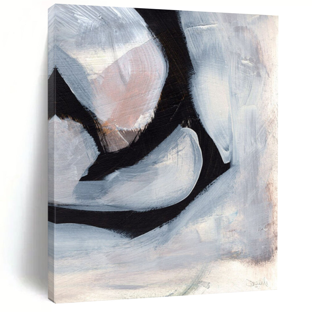 Monochrome Swirls in Gray – Abstract Oil Painting with Dynamic Textures DTP228