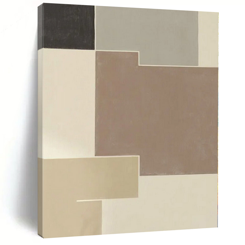 Large - Scale Neutral Tones Geometric Abstract Acrylic for Minimalist Living Room & Contemporary Office LargeART0334