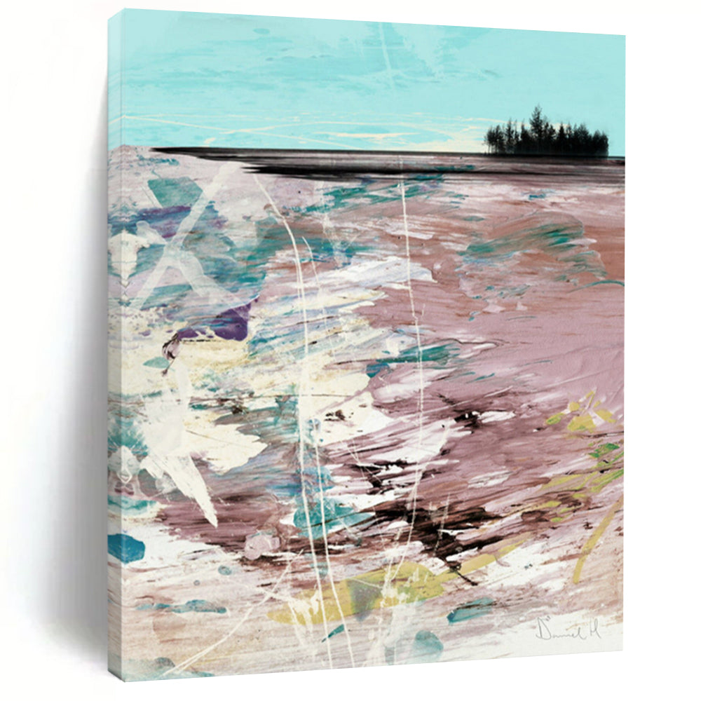 Abstract Coastal Reverie – Turquoise, Pink, Purple, and Green Seaside Abstract DTP198