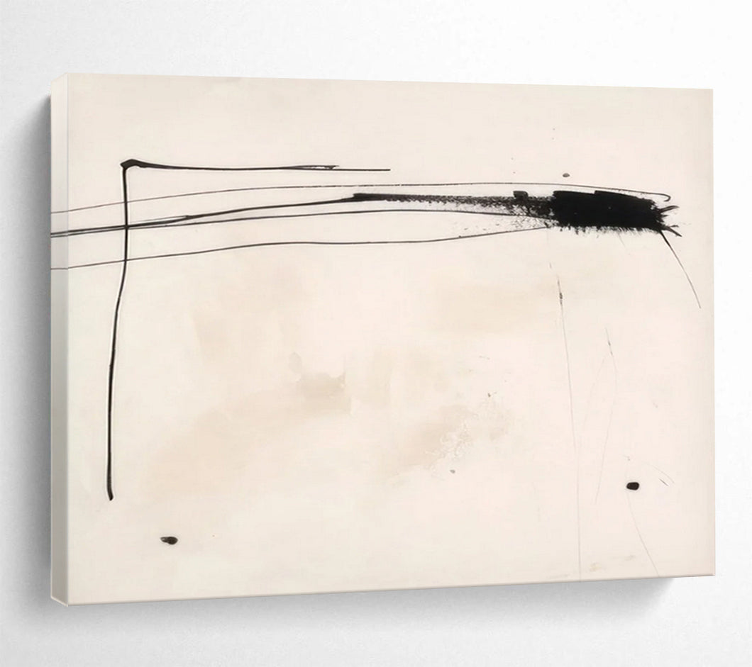 Minimalist Black Ink - like Lines Abstract acrylic painting DLZ057