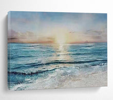 Load image into Gallery viewer, “Sunset Over Ocean” - Realistic - Inspired Abstract Acrylic, Great for Beach House and Bedroom DLZ258
