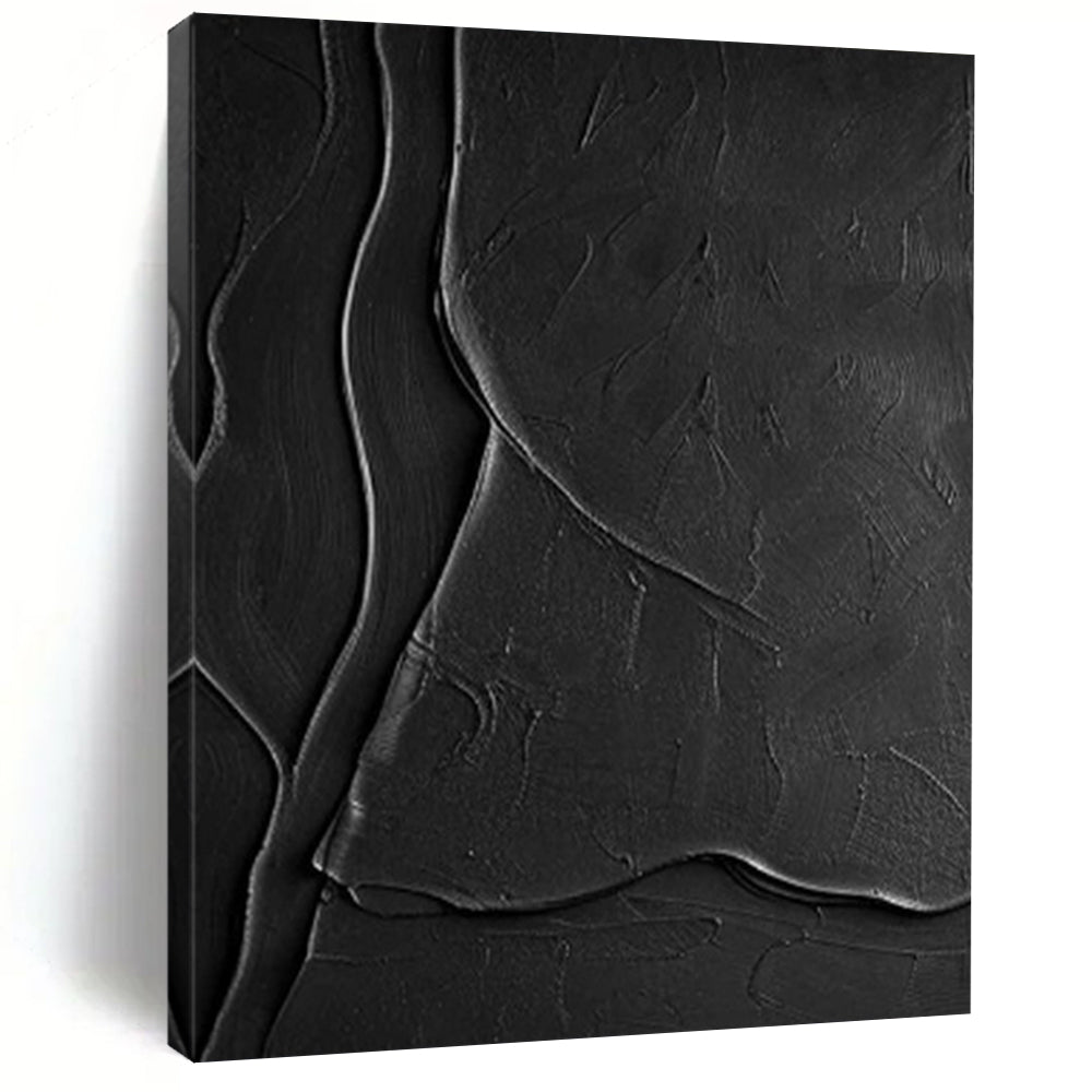 Black Textured Abyss Acrylic Art, Ideal for Modern Gothic Living Room & Dramatic Home Theater LargeART1069