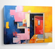 Load image into Gallery viewer, Geometric Doorway Abstract Painting on Canvas - “Architectural Pop” DKH642
