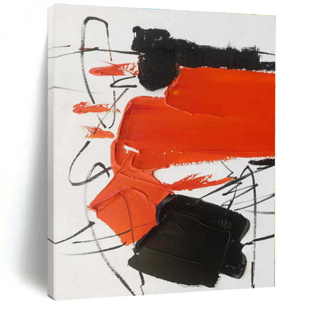 Large - Format Red - Black Abstract Art for Bold Home Office & Dramatic Living Room LargeART0513