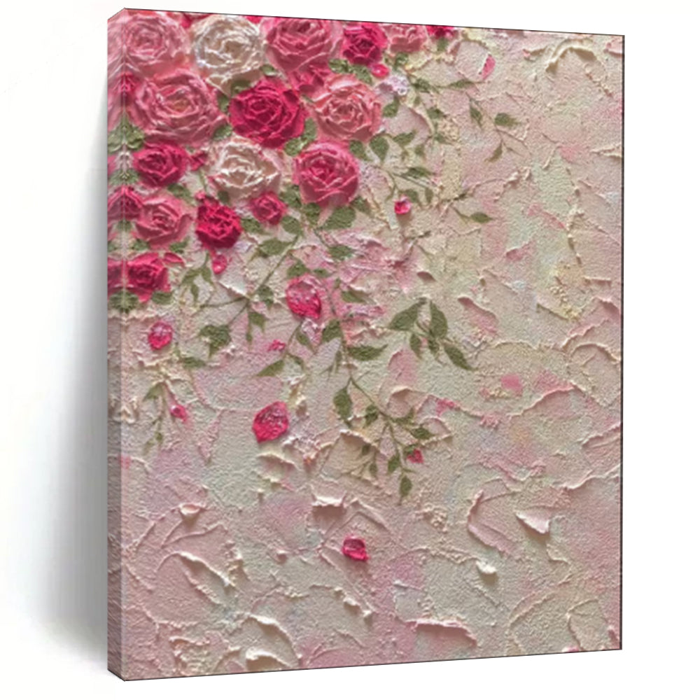 Textured Pink Rose Bouquet Abstract, Suited for Romantic Dining Room & Feminine Dressing Area LargeART1985