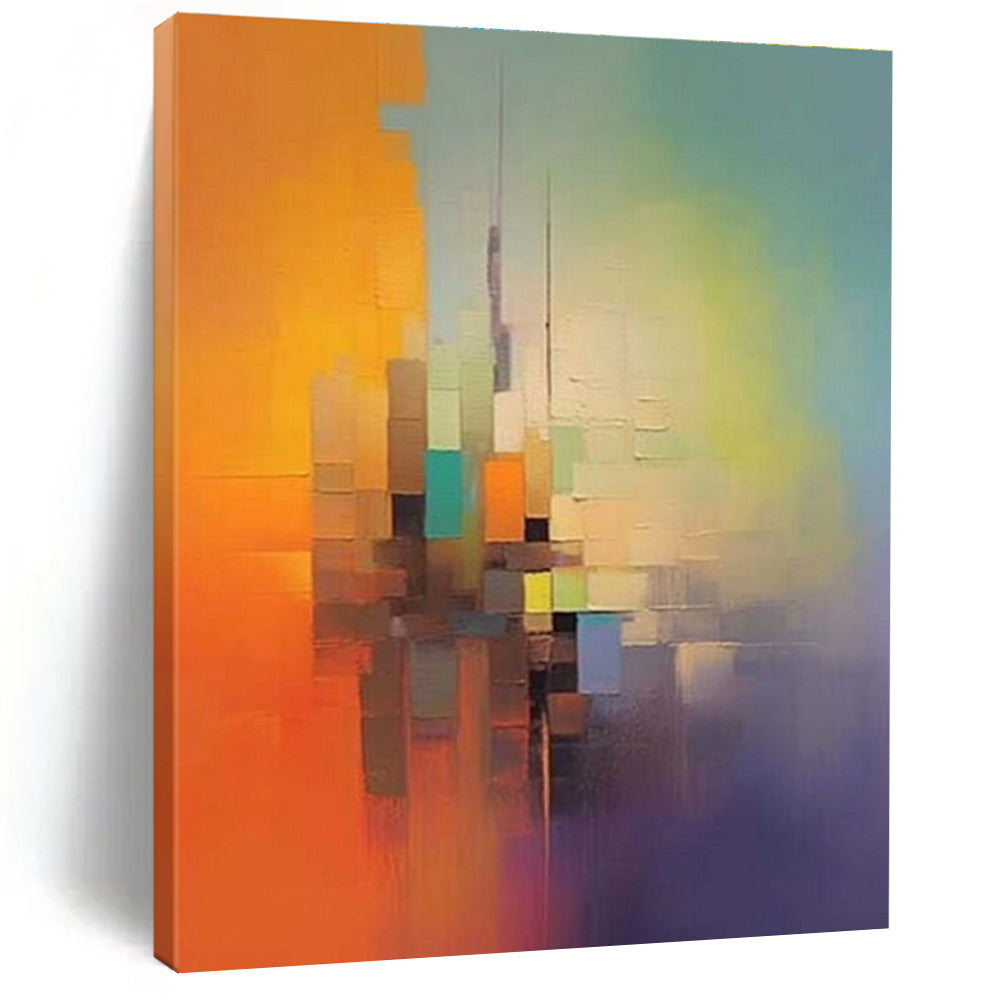 Color Blocked Cityscape Art - Perfect for Urban Loft & Contemporary Art Museum LargeART0691