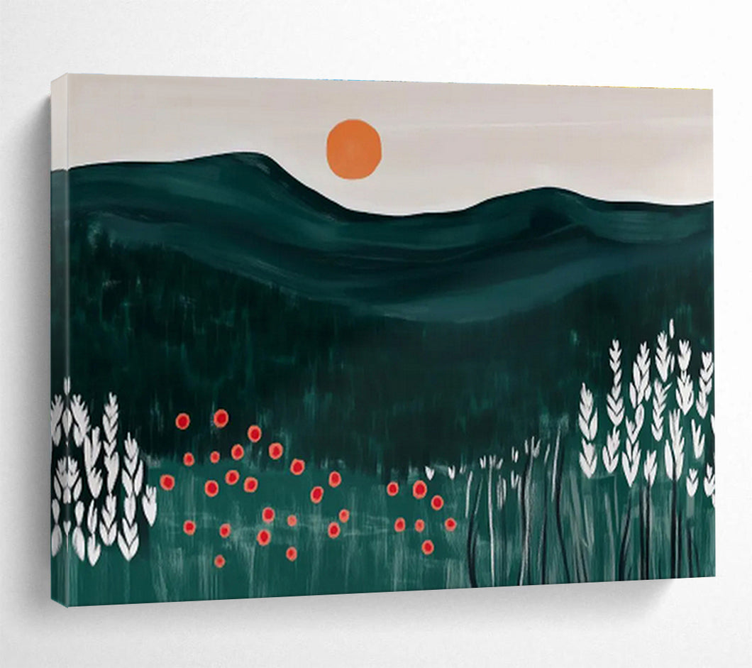 Minimalist Mountain Sunset Abstract Painting for Modern Bedroom & Nature - Inspired Office DKH224