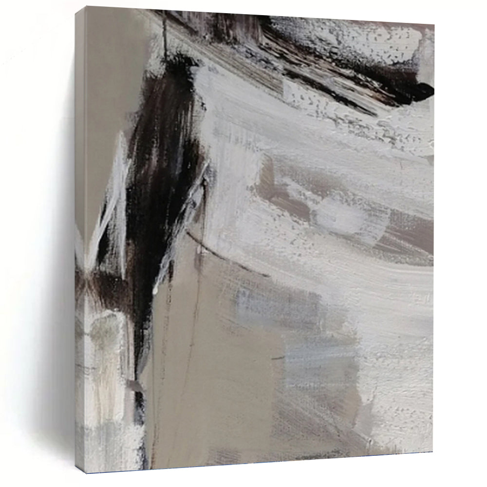 “Minimalist Textured Abstract” - Grey, White, Black Abstract Art on Canvas DKH1304