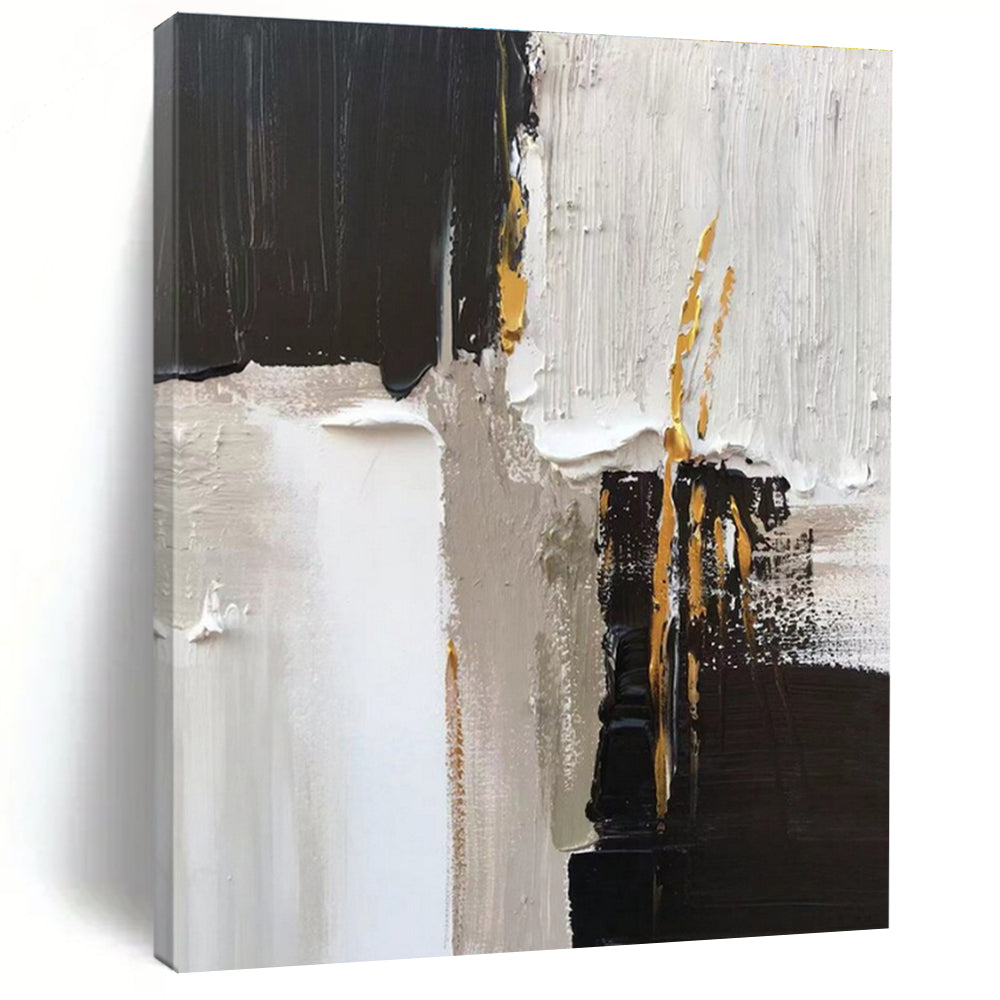 Large Black - White - Gold Accents Art - Perfect for Luxury Bedroom & Upscale Hotel Suite LargeART0788