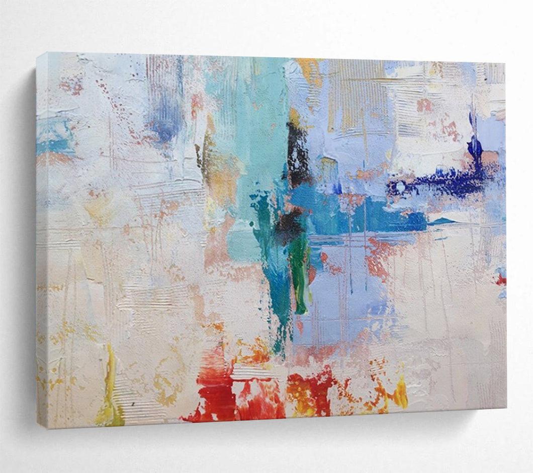 Hand - painted Soft Color Abstract Strokes Acrylic Art for Calming Yoga Studios LargeART1739