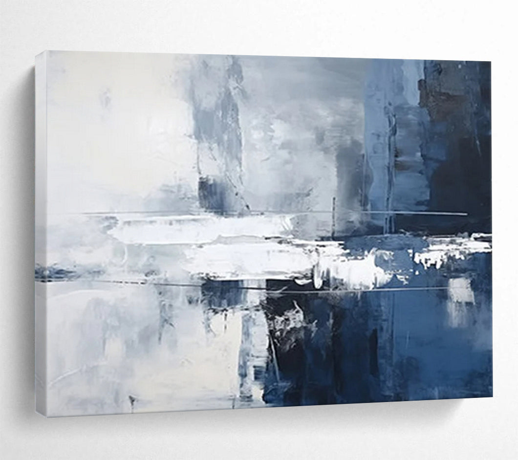 Cool Blue and Gray Urban Abstraction Abstract acrylic painting DLZ103