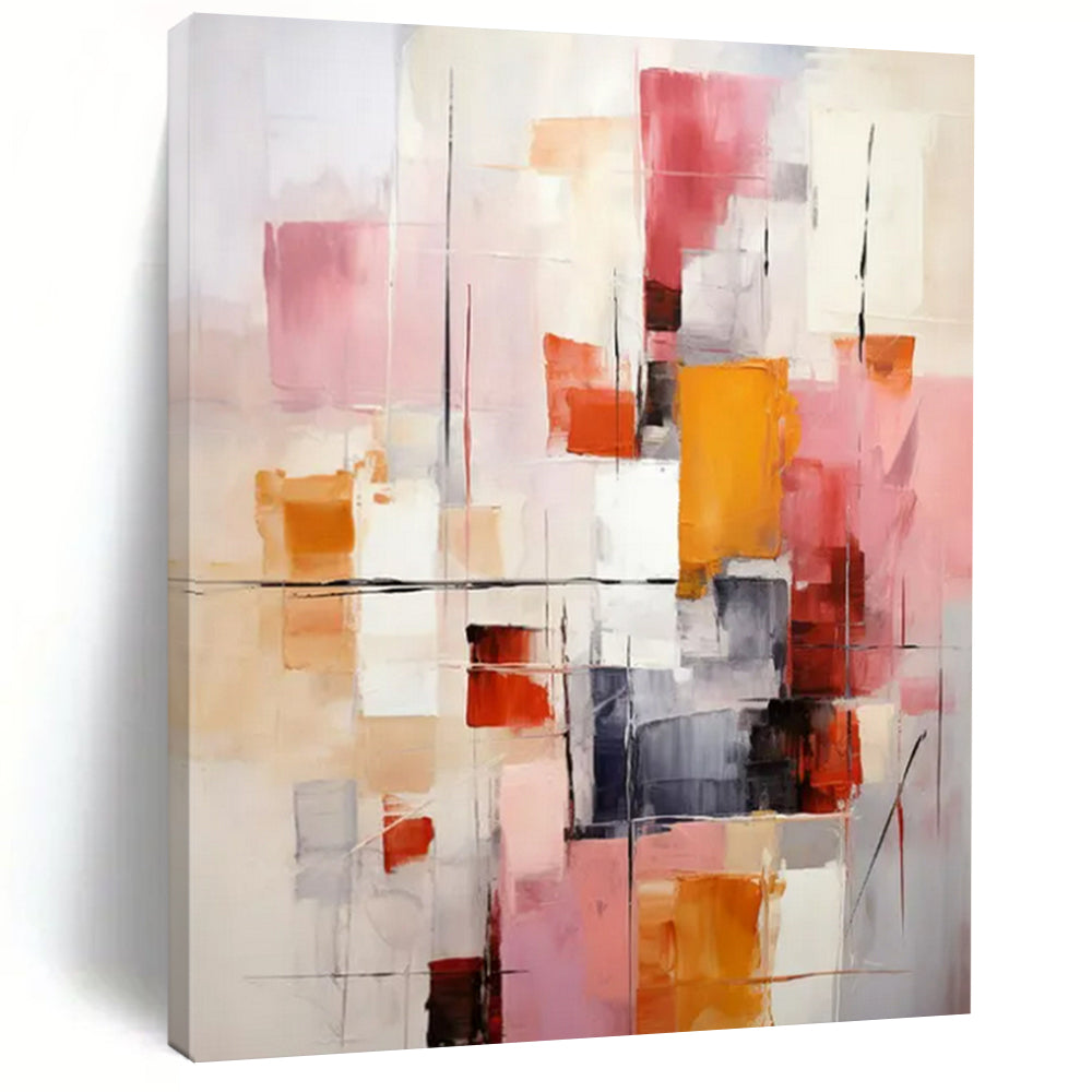 Pink & Orange Abstract Composition, Fit for Bohemian Bedroom & Vibrant Lounge LargeART2278