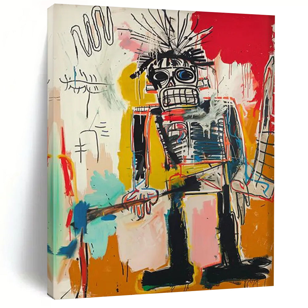 “Spiky - Haired Abstract Robot Figure” – Energetic Figurative Art with Dynamic Lines DTP109