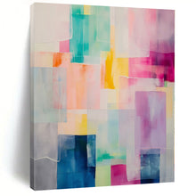 Load image into Gallery viewer, Colorful Transparent Rectangles Abstract Canvas Painting, Great for Modern Office &amp; Eclectic Gallery LargeART1177

