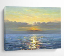 Load image into Gallery viewer, Seaside Sunset “Calm Horizon” Painting on Canvas, Luminous Maritime Art DKH883
