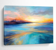 Load image into Gallery viewer, Vibrant Sunset Over the Ocean Abstract acrylic painting DLZ069
