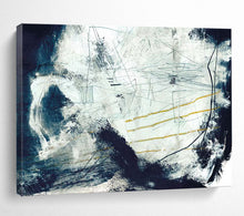 Load image into Gallery viewer, Dynamic Blue - White Abstract with Yellow Accents Acrylic painting DLZ141
