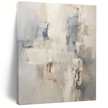 Load image into Gallery viewer, “Neutral Abstract with Blue Accents” - Beige, Grey, Blue Abstract Art on Canvas DKH1249
