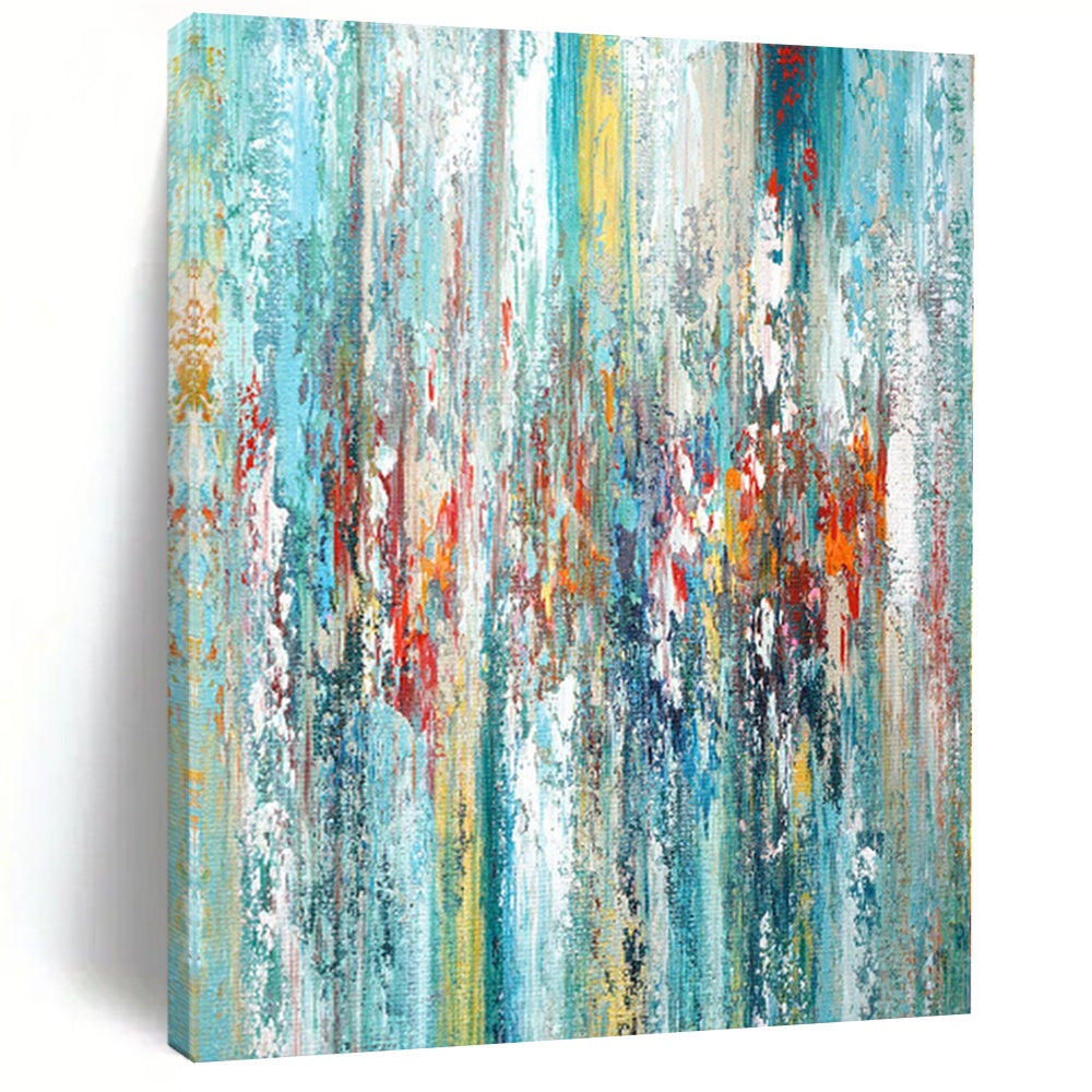 Large - Scale Colorful Vertical Streaks Abstract Acrylic for Vibrant Living Room LargeART0284