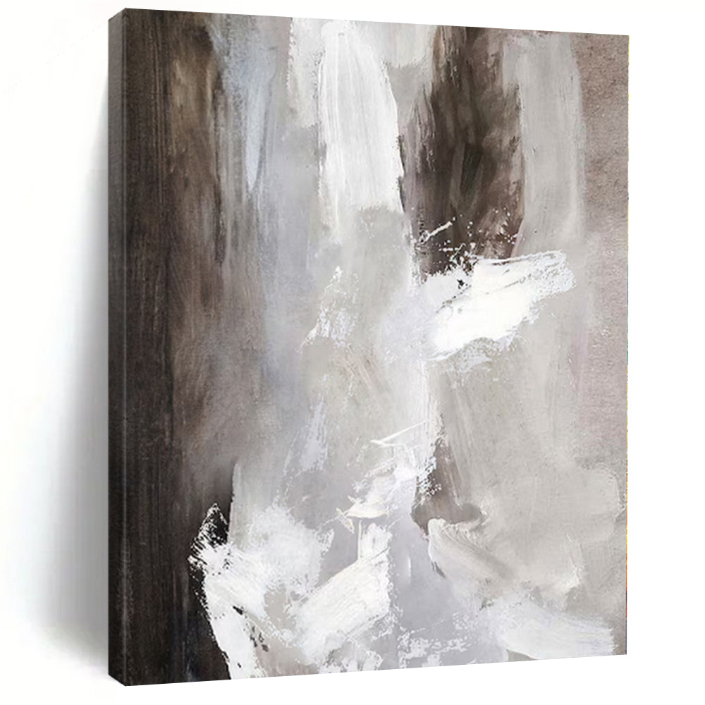 Monochrome Abstract Brushstrokes Abstract Canvas Painting, Nice for Contemporary Bedroom & Minimalist Gallery LargeART1118