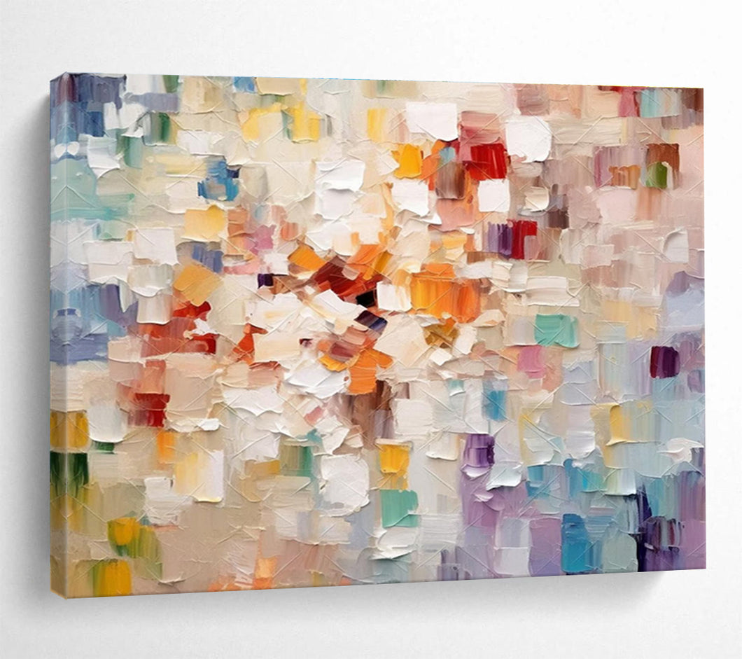 Colorful Abstract “Patchwork Joy” Painting on Canvas, Happy Modern Art DKH862