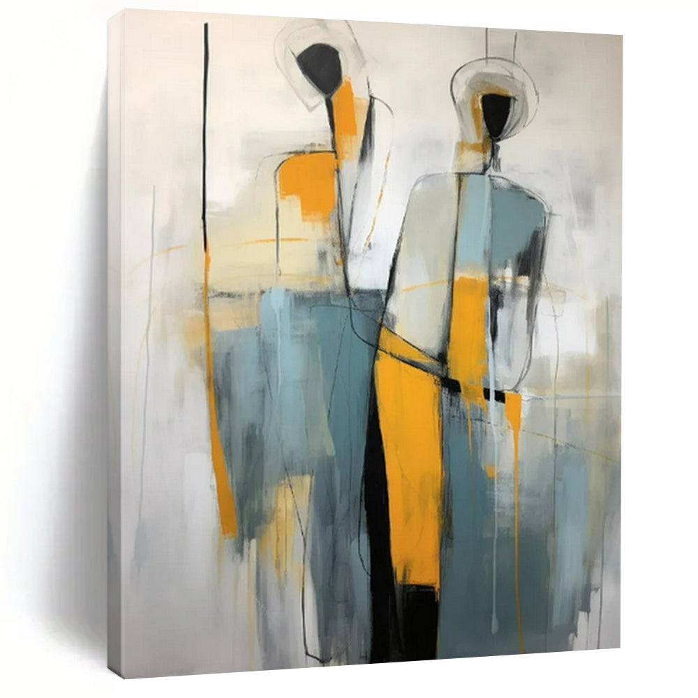 Abstract Expressionist Figure Art, Color - Blocked Modern Painting for Creative Studio & Bold Living Room LargeART2232