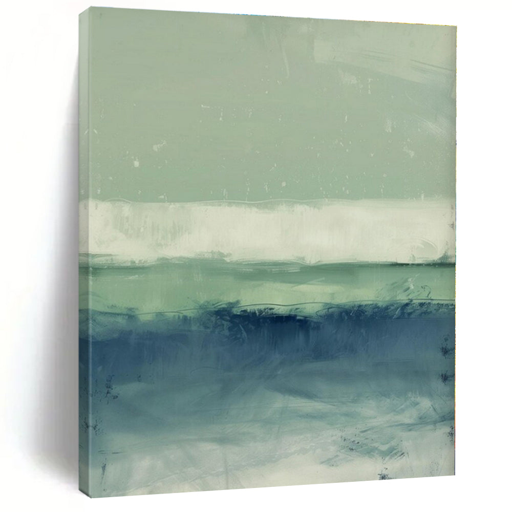 Green - Blue Abstract Layers Painting, Perfect for Nature - Inspired Living Room & Calming Yoga Studio LargeART1378