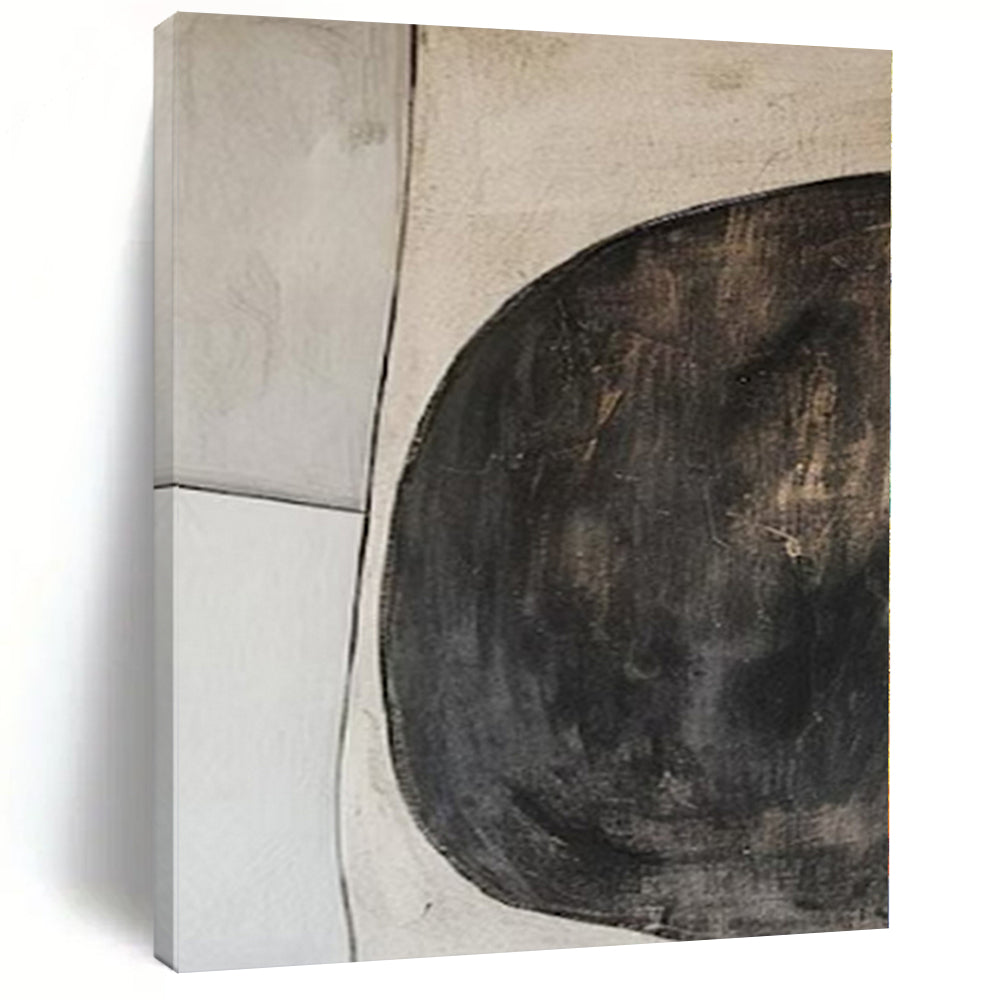 Earthy Tones Geometric Forms Abstract Canvas Painting, Suited for Minimalist Gallery & Natural - Inspired Office LargeART1110