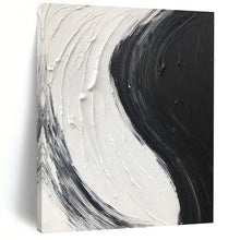 Load image into Gallery viewer, “Black &amp; White Swirl” – Thick, curved black and white impasto strokes DTP376
