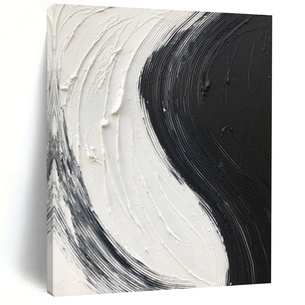 “Black & White Swirl” – Thick, curved black and white impasto strokes DTP376