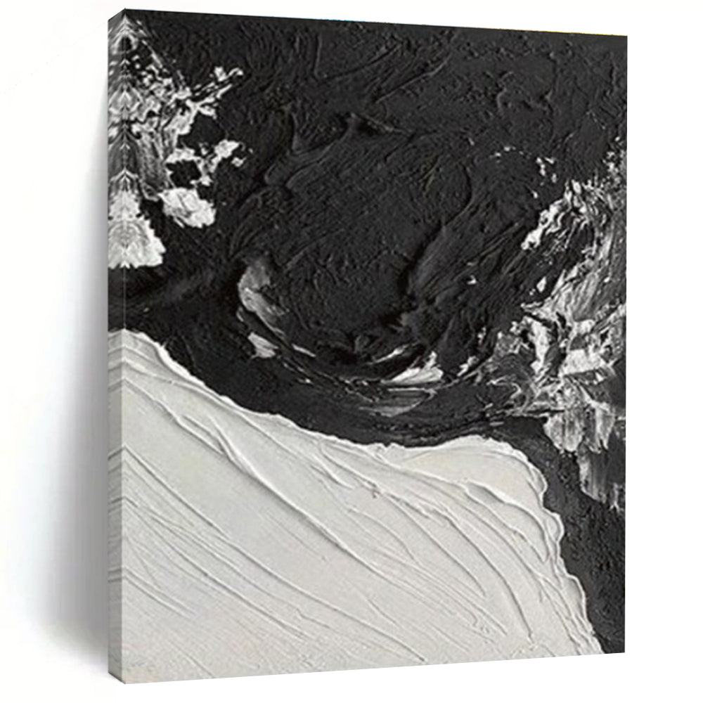 Custom Large Black - White Textured Contrast - Perfect for Modern Art Gallery & Industrial - Chic Office LargeART0735