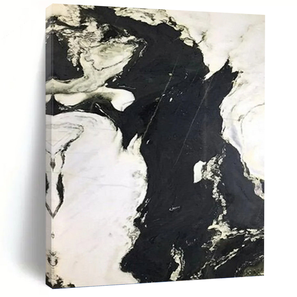 “Black - White Textured Contrast” Abstract Painting on Canvas, Industrial Living Room Decor DKH1047