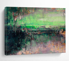 Load image into Gallery viewer, Green - Toned Abstract Landscape Painting On Canvas DKH395
