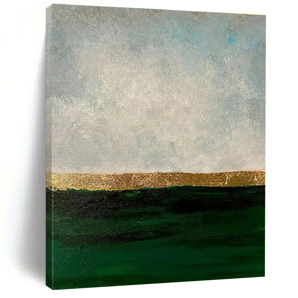 Gold - Lined Sea and Sky Acrylic Art - Ideal for Coastal - inspired Bedroom & Elegant Dining Room LargeART0644
