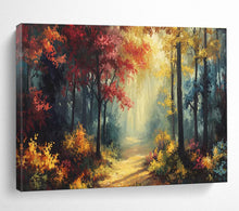 Load image into Gallery viewer, Autumn Forest “Sunlit Trail” Painting on Canvas, Nature - Themed Wall Decor DKH821
