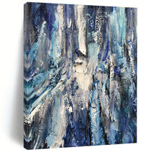 Load image into Gallery viewer, Blue &amp; White Textured Abstract Painting, Ideal for Coastal Home Office &amp; Relaxing Bathroom LargeART1350
