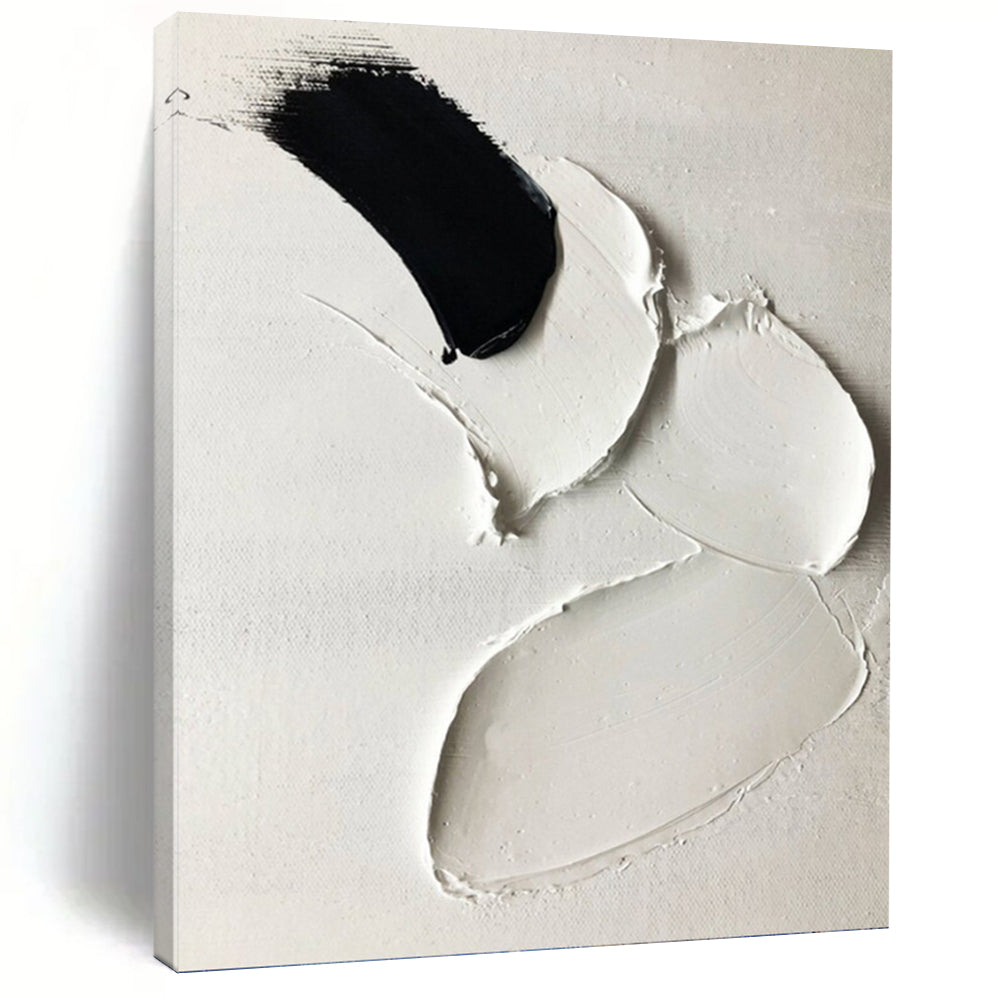 “Black and White Impasto” - Minimalist Textured Art on Canvas DKH1665