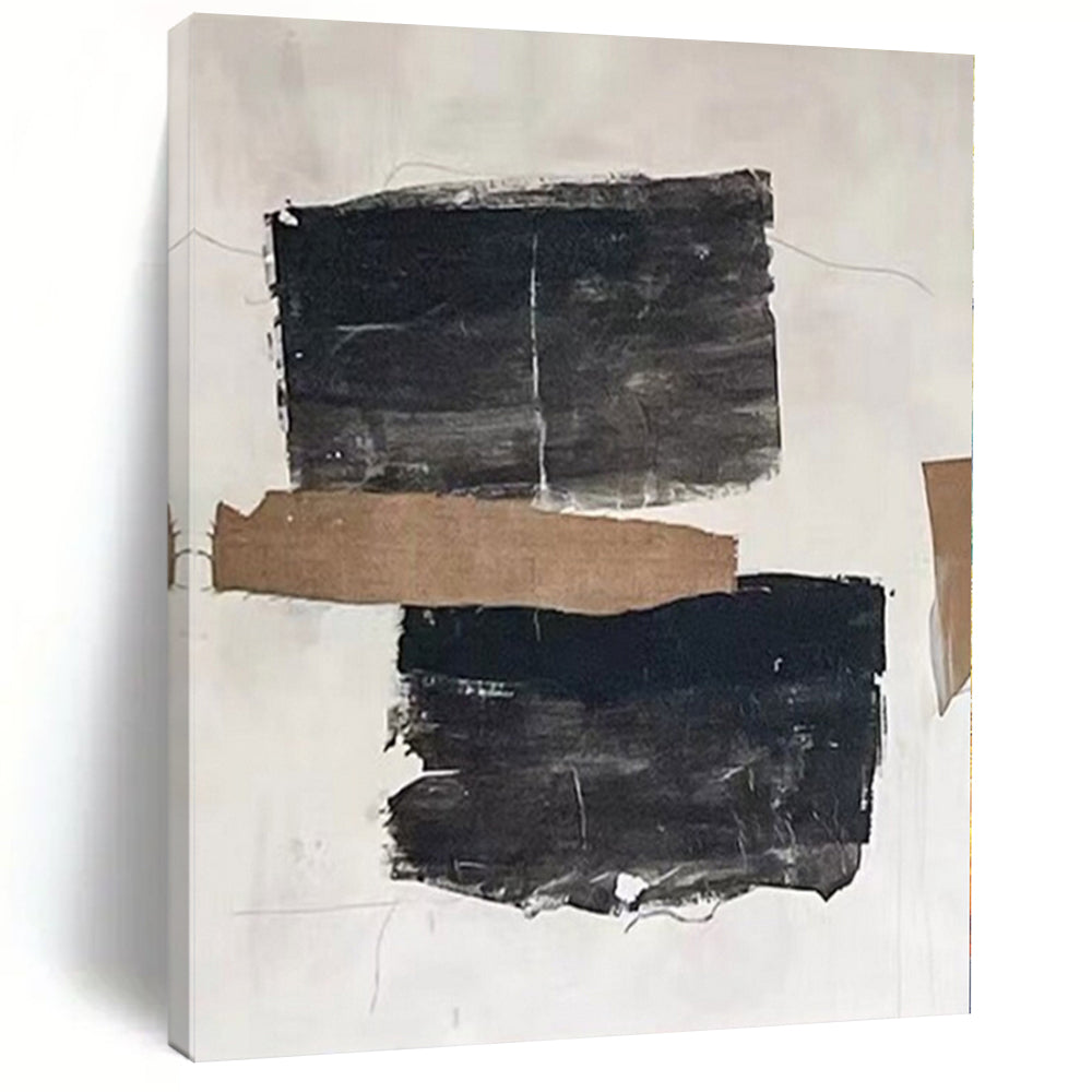 Black & Brown Collage Abstract Canvas Painting, Perfect for Industrial Loft & Modern Gallery LargeART1145