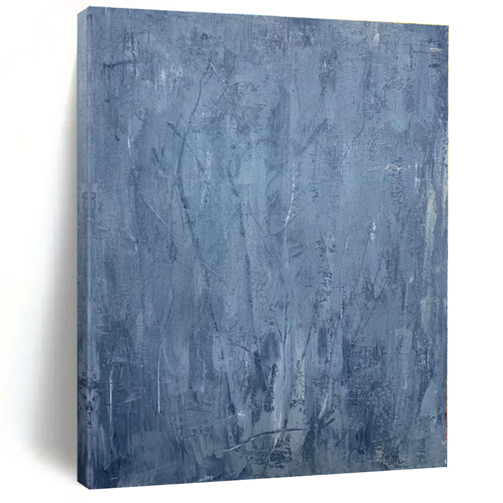 Oversized Blue Textured Abstract Art for Spa & Minimalist Bedroom LargeART0459