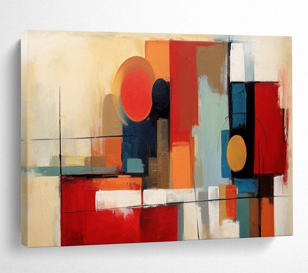 “Geometric Abstraction” - Abstract Acrylic with Bold Shapes and Colors, For Office and Modern Living Room DLZ219